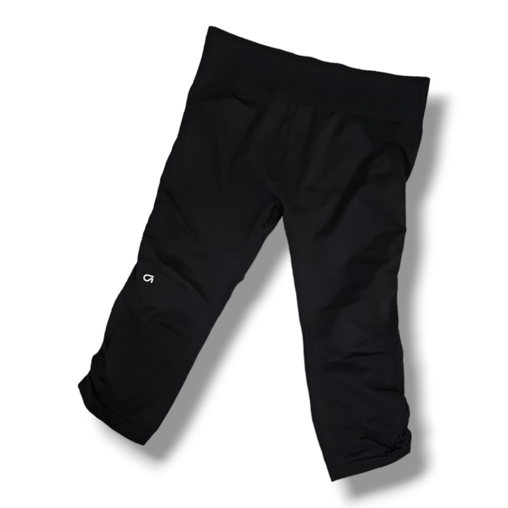 Gap Fit Motion Crop Black Capri Activewear Ruched Leggings - Size XL